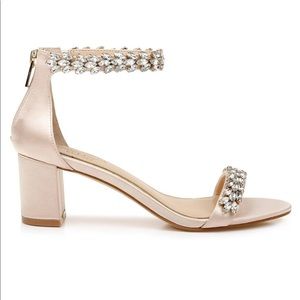 Jewel Badgley Mischak Evening Embellished Satin Heel